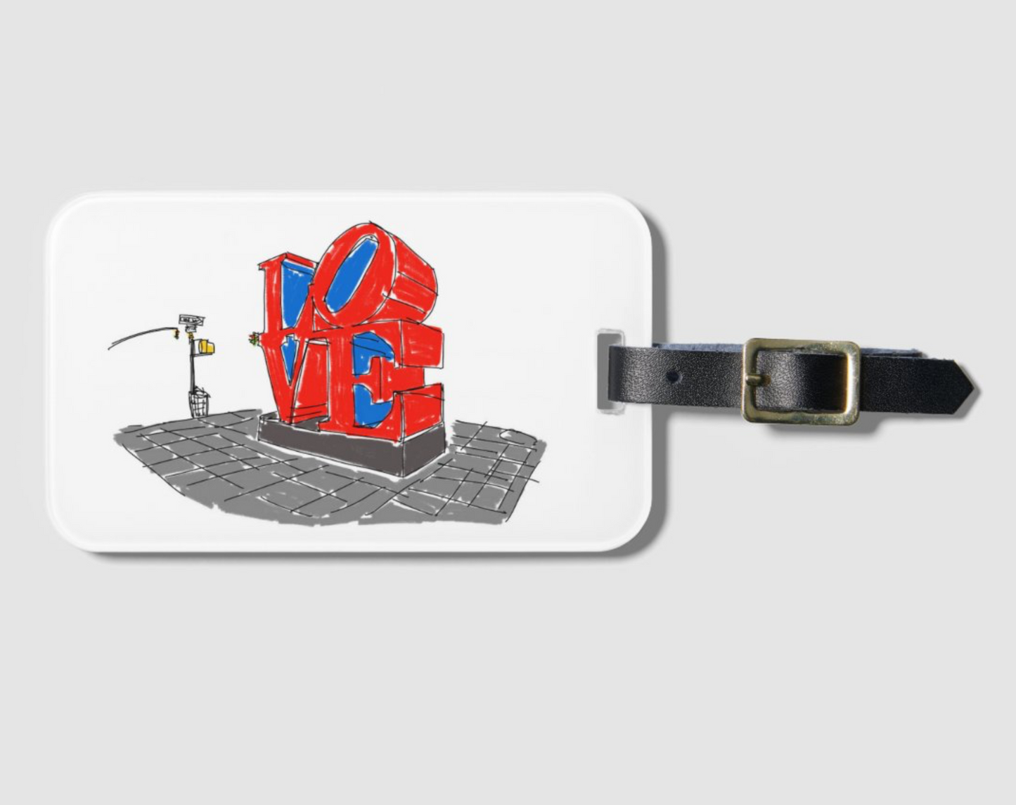 LOVE sculpture -- luggage tags