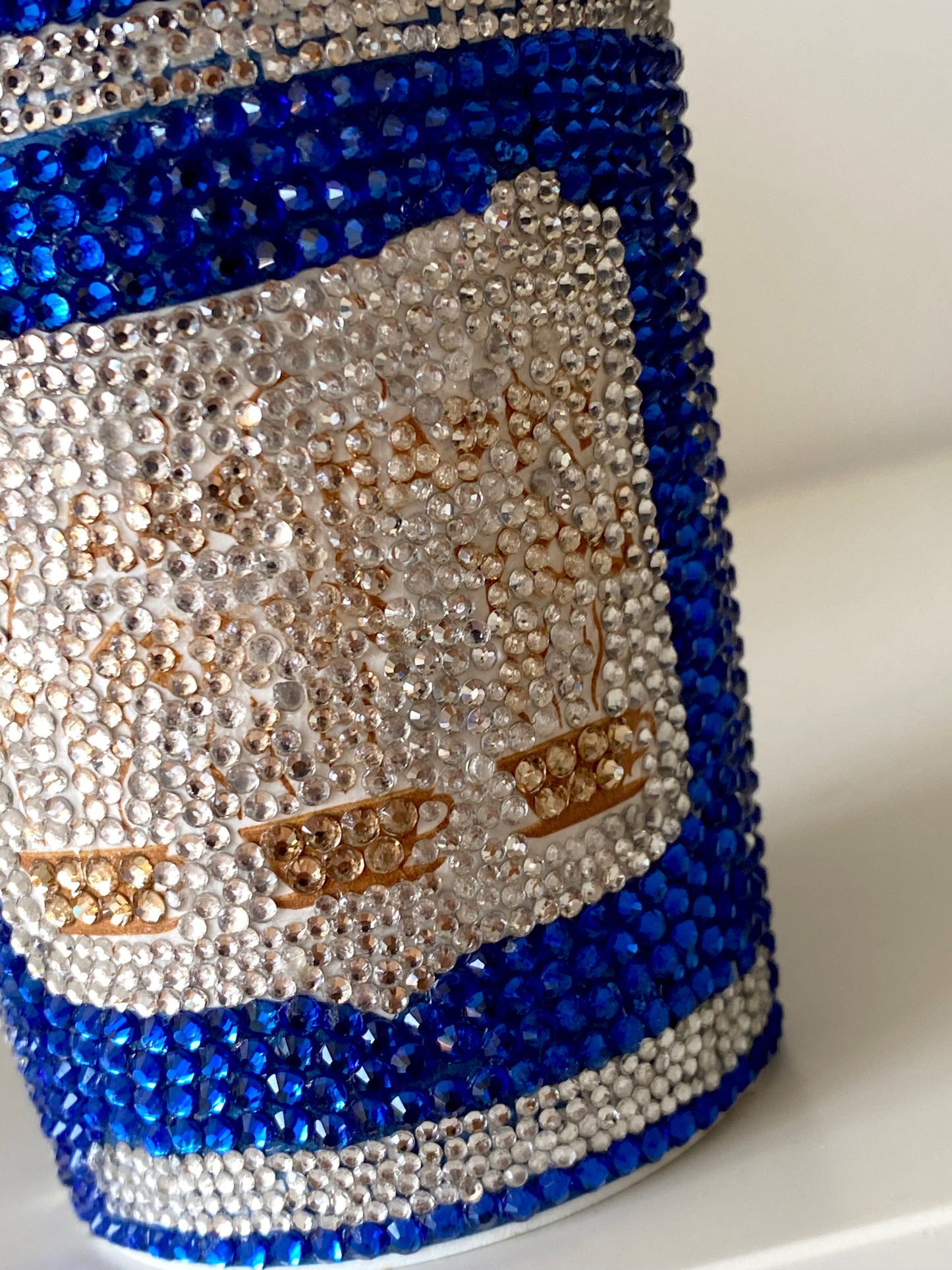 blue rhinestones coffee cup