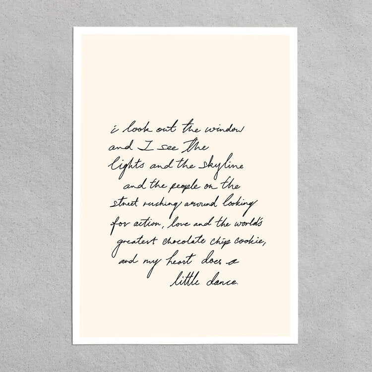 quote: "I look out the window and I see the lights and the skyline..."