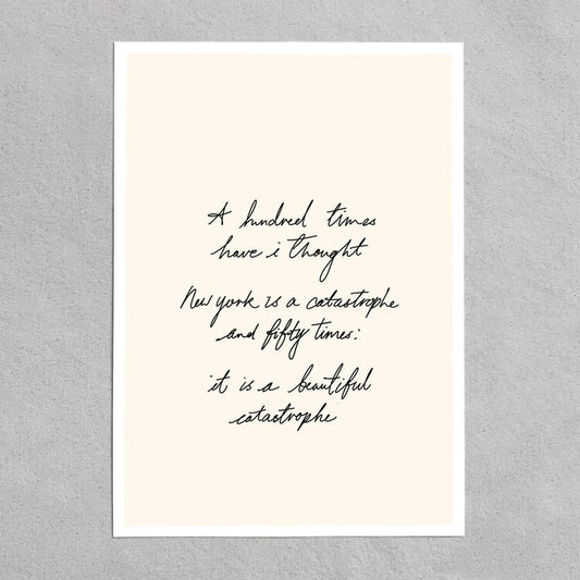 quote: "a hundred times have I thought new york.."