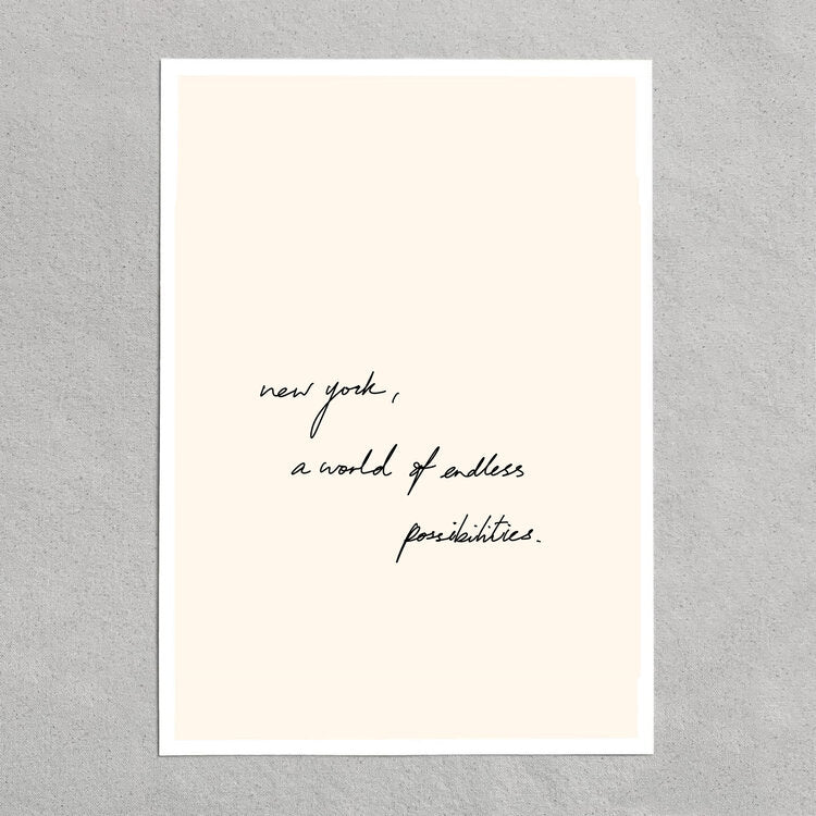 quote: "new york, a world of endless possibilities."