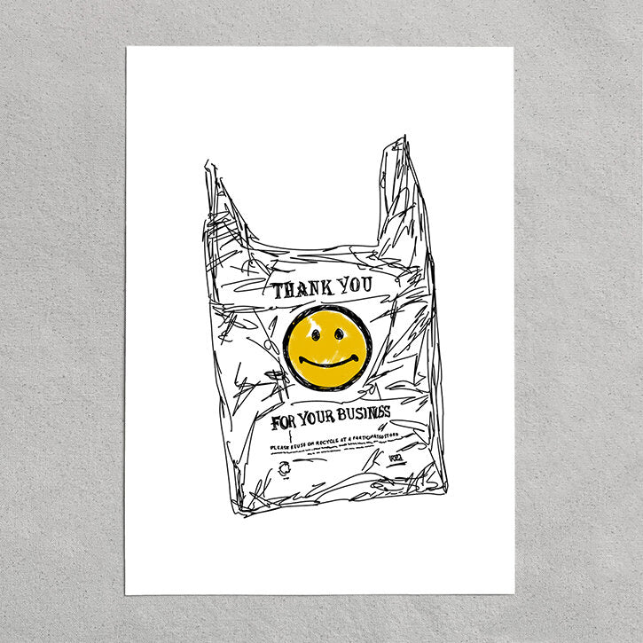 smiley face thank you plastic bag
