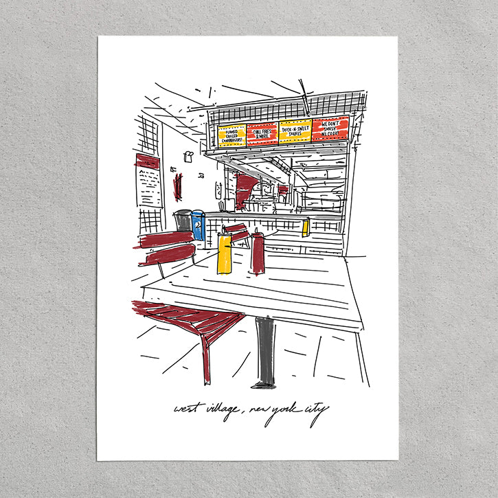 Burger Head West Village Art Print | New York City Restaurant Wall Art