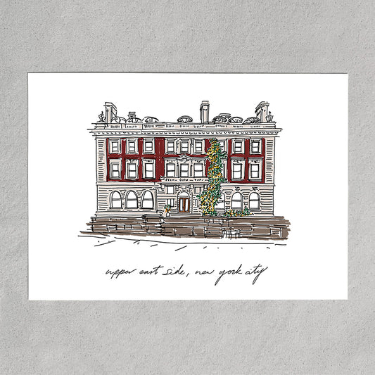 Cooper Hewitt Smithsonian Design Museum NYC Art Print | Upper East Side New York City Architectural Illustration