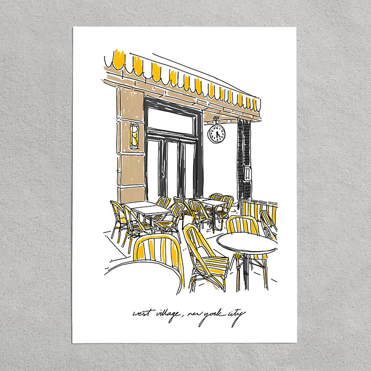 Crevette NYC Art Print | West Village Restaurant Illustration | New York City Wall Art