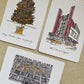 set of 5 christmas postcards