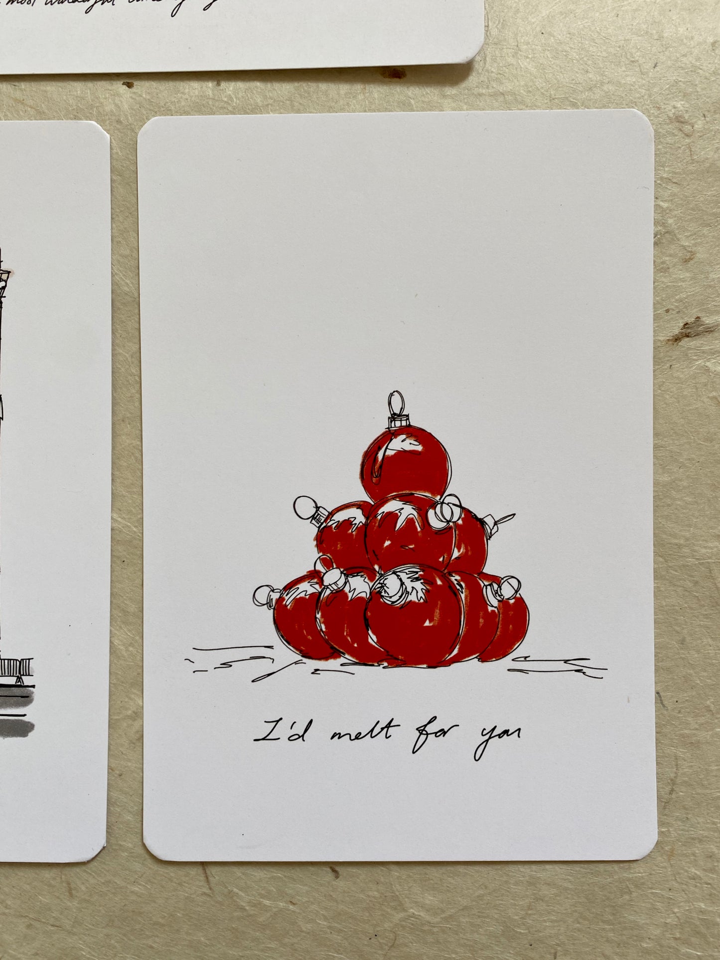 set of 5 christmas postcards